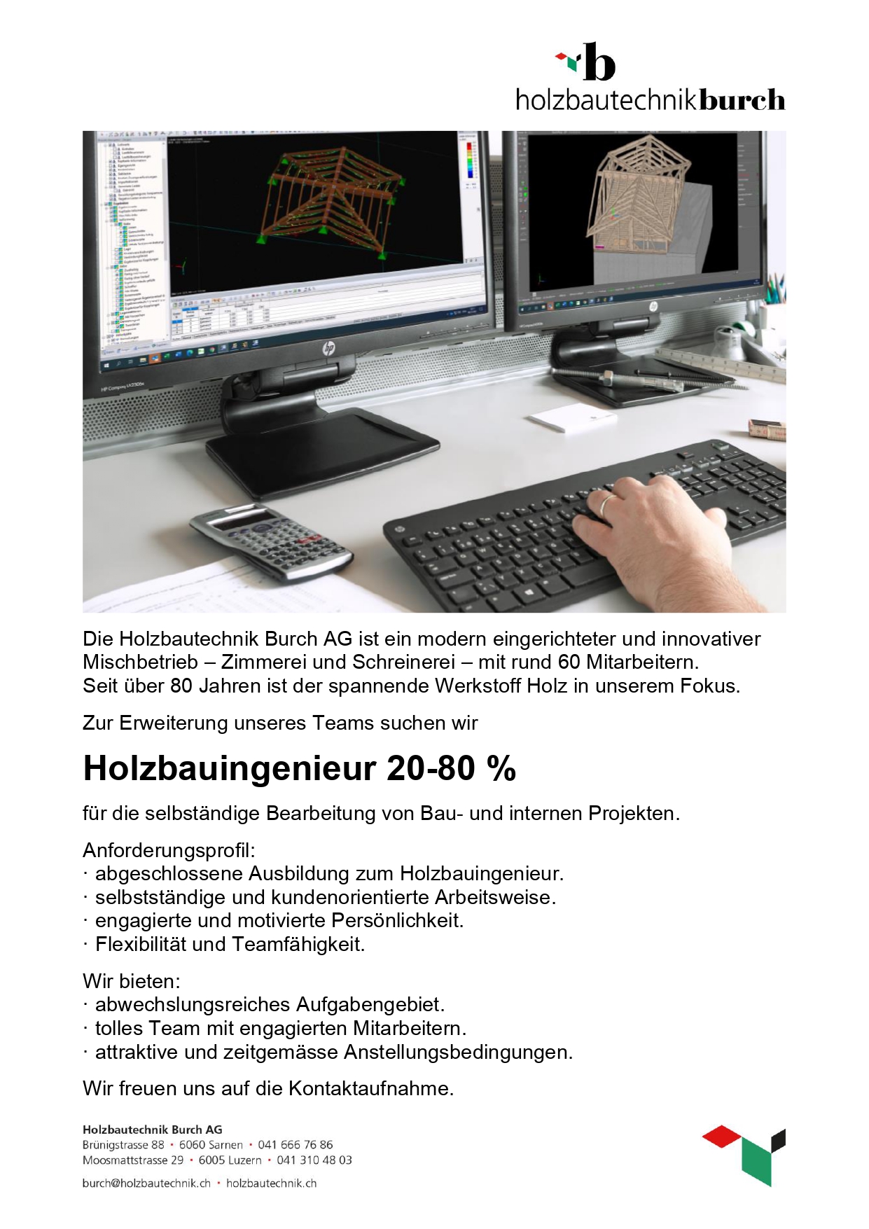 2023 Stelleninserat Homepage Holzbauingenieur